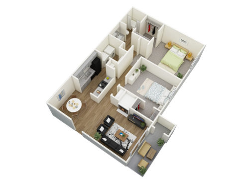 bedroom floor plan an in 3d